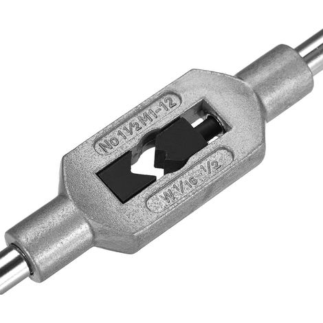Clé à taraud – Porte-taraud gauche Poignée de clé à taraud réglable pour métrique M1-M12 W1/16-1/2 Clé à tarauder à tête fraisée Outil de clé à tarauder en acier au carbone moyen plaqué nickel(1pc) (1/3)