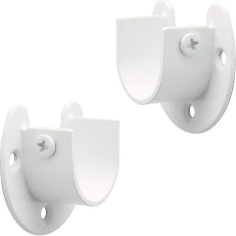 Supporto per asta per tenda da armadio, supporto per asta per tenda a forma di U, supporto per asta per tenda, acciaio inossidabile bianco, 25 mm (1/4)