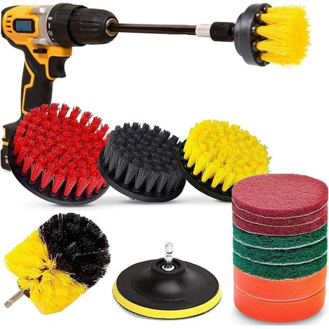 royaluxe - Brosses de perceuse - 15 pièces de brosses de nettoyage de perceuse avec kit de récurage de nettoyage de brosse de perceuse d'extension pour la cuisine, le carrelage, la salle de bain, la v (1/5)
