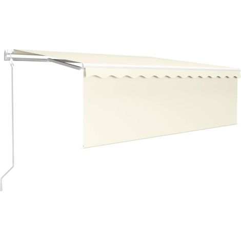 Auvent Marquise automatique avec capteur de vent et LED, Store Banne pour Jardin Balcon Terrasse, 4x3 m Crème OIB4529E (1/5)