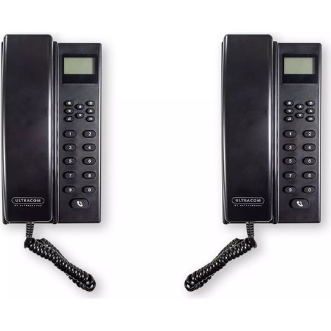 Interphone de bureau sans-fil 300 mètres - 2 Stations d'appel noires alimentées et/ou autonomes (avec écran LCD) (1/5)
