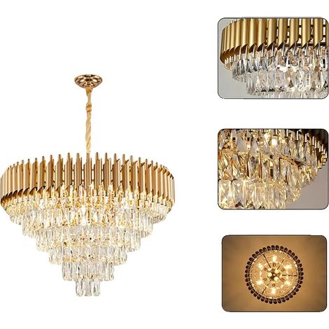 Chandelier, Cristal K9, Design Moderne, Or-95cm, 3- couleur de gradation (1/2)