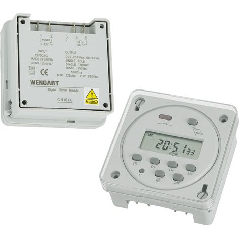 Minuteur hebdomadaire numérique CN101A 12V CC, minuteur programmable, contact à potentiel libre avec couvercle de protection, affichage LCD, relais temporisé pour camping-car, solaire (1/5)