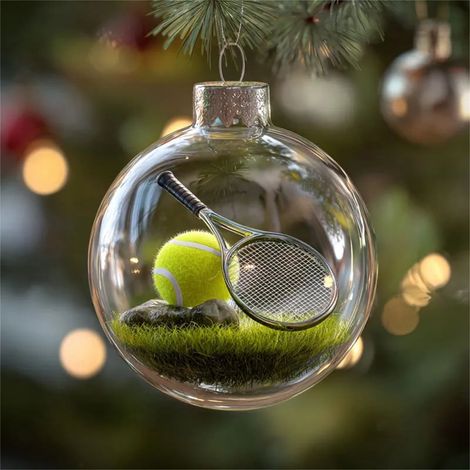 Ornement De Noël En Verre - Boule 3D Sport - Décoration Arbre De Noël Et Intérieur - 8 Cm - 1 Pièce