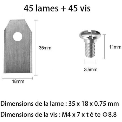 NALOOKAMIC Lames de rechange pour robot tondeuse : lames pour robots tondeuses, coupe précise, kit de 45 lames aiguisées et 45 vis, remplacement facile (1/3)
