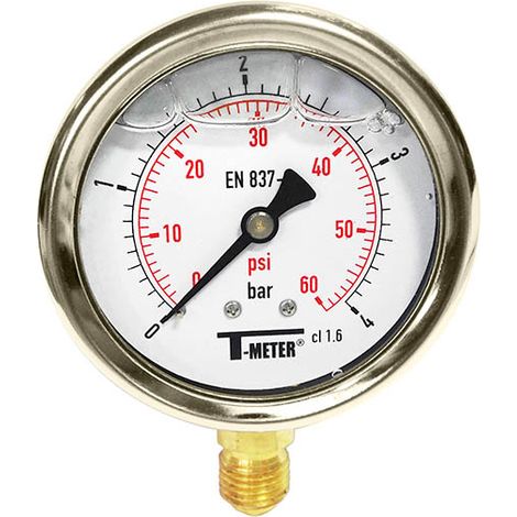 Sferaco – Manomètre inox bain glycérine Ø63 mâle 1/4" BSP – Pression max 4 bars – Pour fluides gazeux et liquides non visqueux