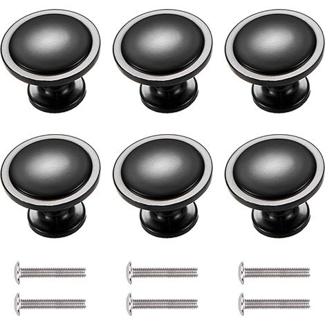 Lot de 6 boutons de meuble en alliage de zinc, 30 mm, poignées rondes vintage pour tiroirs, armoires cuisine, chambre, salle de bain (1/5)