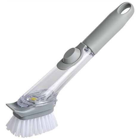 Brosse à Vaisselle Multi-Usage avec Distributeur de Savon - Brosse à Vaisselle Grise avec 3 têtes interchangeables en éponge - Brosse à Vaisselle avec Distributeur de Savon pour Casserole 23.53cm (Gri (1/5)