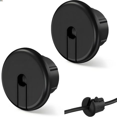 Lot de 2 œillets de bague murale pour câble adaptateur Ethernet Router, (noir), Kit de routage de câble pour trou mural de 2,5 cm et trou de fil de meubles (1/5)