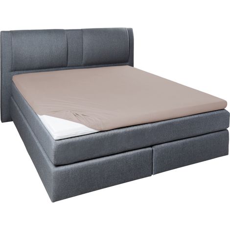 Vario Jersey-Spannbetttuch Elasthan für Topper kiesel, 150 x 200 cm Spannbettlaken (1/2)