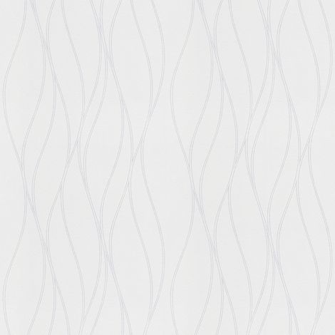 Papier peint lignes courbes blanc Papier peint intissé à motif simple Papier peint intissé à rayures pour chambre pouvant être peint (1/4)