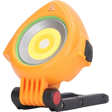 Lampe de travail LED rechargeable magnétique 3 modes orientable, feu baladeuse solaire pour mécanique auto, couleur orange, éclairage puissant portable. (1/5)
