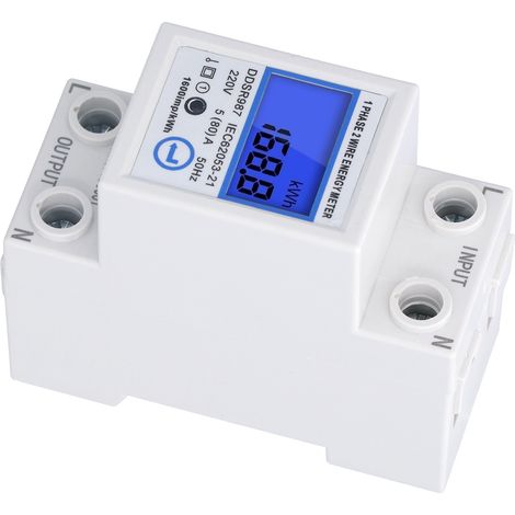 Compteur Électrique Monophasé à Affichage LCD pour Rail DIN, Mesure de Consommation 5-80A (1/5)