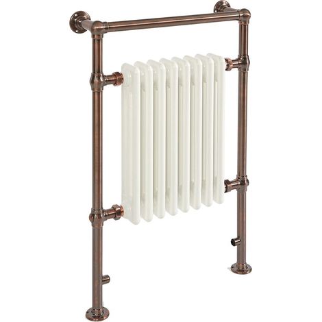Hudson Reed – Sèche-serviettes électrique rétro 600W – Finition bronze huilé – Dimensions 93 cm x 62 cm x 18.3 cm – Sécurité thermique anti-surchauffe