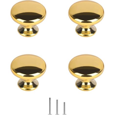 CCYKXA 4er-Pack polierte Gold-Chrom-Schrankbeschläge, runder Pilz-Türgriffknopf, 30 mm, für Kommoden, Kleiderschränke, Schubladen, Schlafzimmer, Badezimmerregale, Möbel usw.