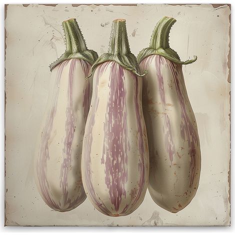 Leinwandbild Küchenmotiv Aubergine M1-No.51834 - Kunstdruck auf Leinwand in Creme Beige - Wandbild 30 x 30 cm (1/5)