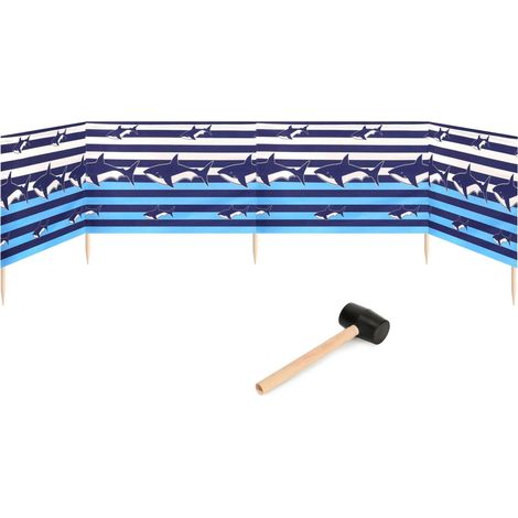 Garronda Paravent Plage Coupe-Vent Camping Brise-Vent avec Marteau en Caoutchouc GAEX001 (Rayures/Haie, 5 m)