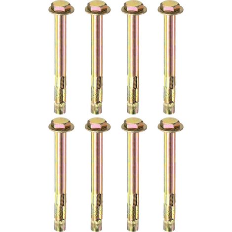 8-Pack Boulon D'Expansion Hex, M10x120mm Boulon D'Expansion Hex Externe En Acier Galvanise Fer-Carbone Colore, Metallique Anti-Corrosion pour Concrete/Dry Brick/Block Walls (1/5)
