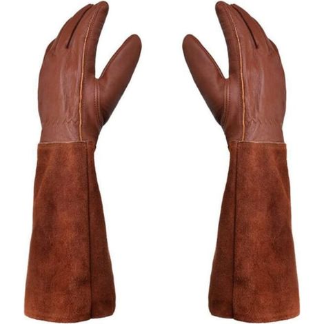 Unisex-Gartenhandschuhe – Paar Gartenhandschuhe – Lederschutz – Dorn- und Brombeer-Gartenhandschuhe und Arbeitshandschuhe – Braun – M (1/5)