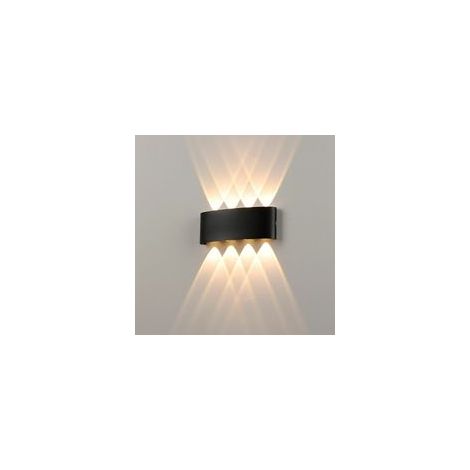 Applique murale intérieure noire LED 8W, aluminium, spot haut/bas, blanc chaud –