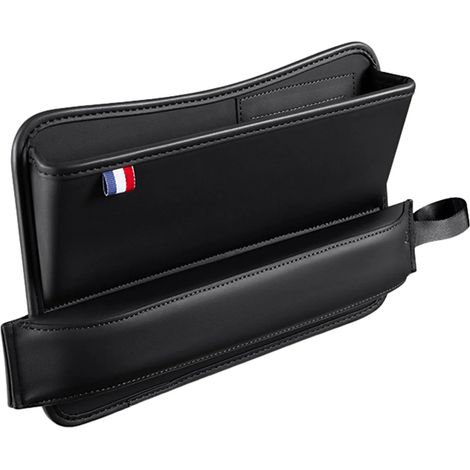Organisateur de voiture (noir) en cuir PU pour fentes de siège, avec porte-gobelet et compartiments de rangement pour sièges auto. Intérieur de voiture durable.