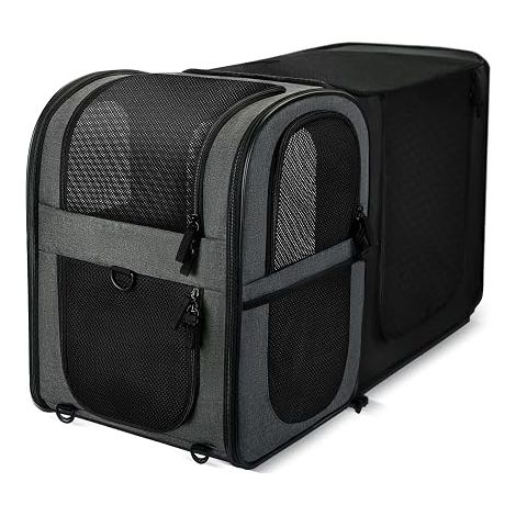 Sac à Dos pour Chats et Chiens Espace filet respirant fond stable dos rembourré larges bretelles clip de sécurité (1/2)