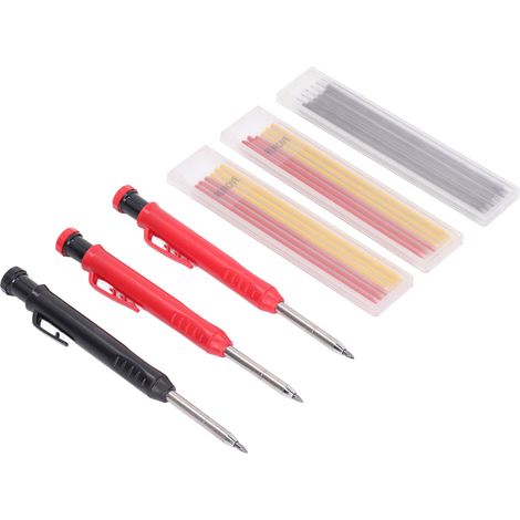 Massiver Zimmermannsbleistift mit nachfüllbarer Mine, Langspitz-Druckbleistift für tiefe Löcher, präzises Anreißwerkzeug, professionelles Set (1/5)