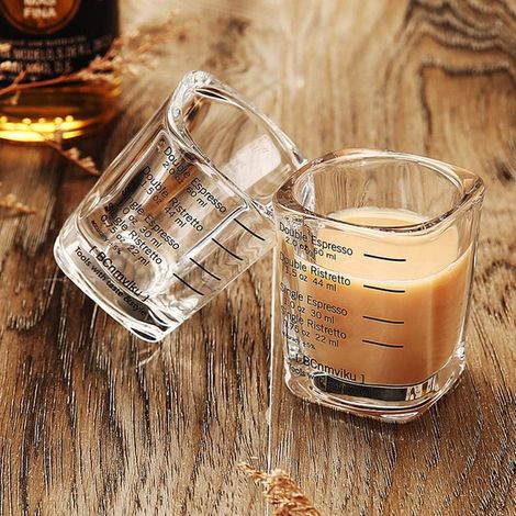 2pcs Verres à Mesurer 60 ml Tasse à Mesurer Résistant à la Chaleur Cuisine Verres à Liqueur Tasse de Café Transparente Verres à Expresso Tasse à Expresso 60ml Verre à Shot Tasses Graduées (1/5)