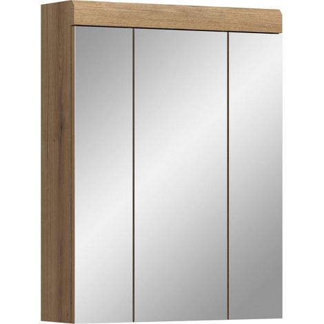 Armoire à Miroir 60 x 79 x 18 cm en Imitation chêne et Un Verre Miroir – Miroir de Salle de Bain Fonctionnel avec Espace de Rangement – Design Clair, Moderne et Facile (1/5)