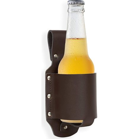 Bierflaschenhalter aus Leder, 2er-Pack, Braun (1/5)