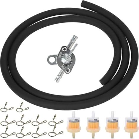 Kit de durites d'essence 5 mm x 8 mm avec filtres à Essence Colliers de Serrage pour tondeuses tracteurs Mini-Motos Scooters camions Voitures Groupes électrogènes VTT Petits Moteurs 1 mètre (1/5)