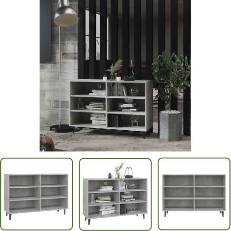 The Living Store Sideboard Betongrau 103,5x35x70 cm Holzwerkstoff - Industrielles Sideboard - Regal - Wohnzimmermöbel - Holzmöbel - Grau Sideboard (1/5)