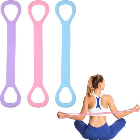 bandes de résistance en forme de 8 avec poignées, élastiques de fitness pour le yoga, le pilates, le renforcement des bras, du dos et des épaules équipement d'entraînement portable pour la maison, la (1/5)