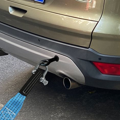SWANEW ROWING ROPE BLU. Cintura di traino di emergenza dell'auto 5 cm x 5 m. 8 tonnellate Fine rinforzata del loop per sicurezza con guanti a scorrimento e borse di stoccaggio (5 m di lunghezza) (1/5)