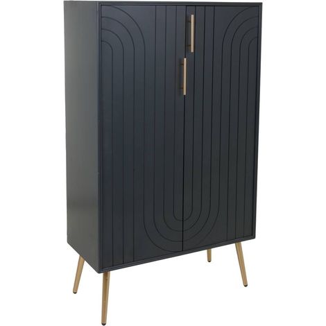 Armario de madera y metal negra 75x37x126.5