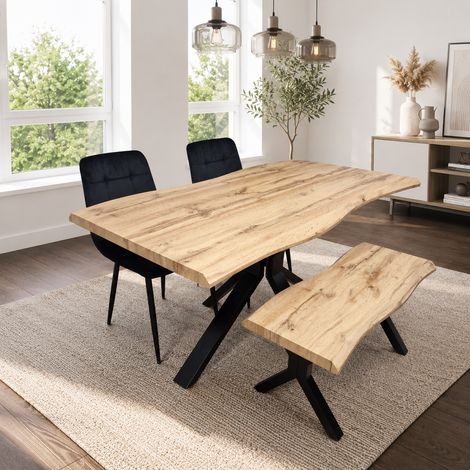 Kosy Koala Dining Table Set With 2 Black Velvet Chairs And Bench Dining Room Furniture (1/5)