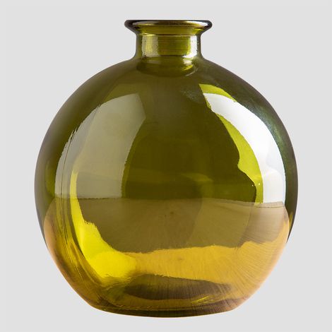 Sklum – Vase en verre recyclé 17cm x 16cm – Style vintage – Impact environnemental réduit – Pour compositions lumineuses
