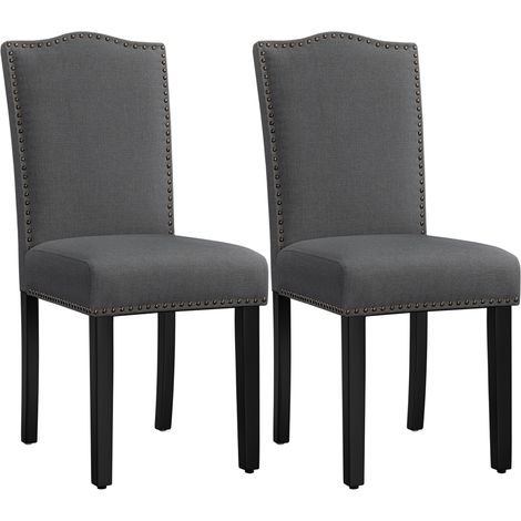 Homevive 2PCS Sillas de Comedor en Tela Pack2 Silla Tapizada Sillas de Cocina con Respaldo Alto Patas de Madera Sillas de Dormitorio para Cocina Salón 43×58.5×97cm Gris Oscuro