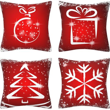 Set di 4 federe natalizie, federe decorative natalizie da 45 x 45 cm, cuscino decorativo natalizio per divano, federa per cuscino a tema natalizio, cuscino natalizio per camera da letto, auto, soggior (1/5)