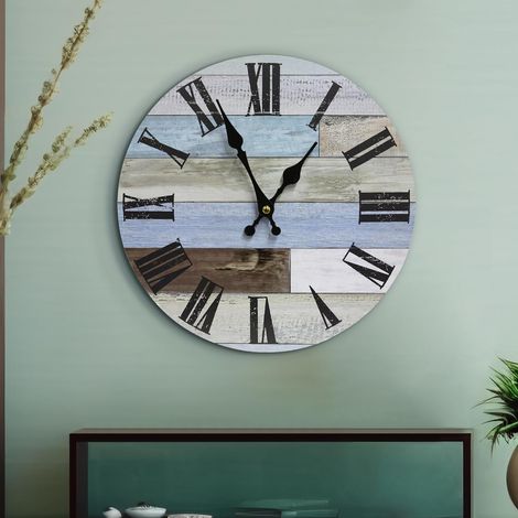 Horloge murale salon - 30 cm vintage déco cuisine, bureau, chambre - Mouvement silencieux sans tic-tac à piles, horloge romaine en bois art mural élégant (1/5)
