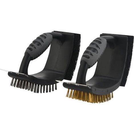 Accessoires pour barbecue, ensemble de 2 brosses pour barbecue, brosse métallique coudée, brosse pour barbecue extérieur, brosse pour nettoyer les grilles et ustensiles de cuisson-AquaForge (1/5)