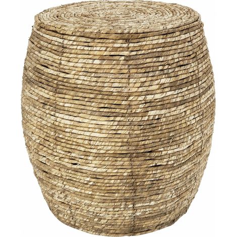 pouf en fibre naturelle style artisanal pour salon ou chambre - beige naturel tressé (1/3)