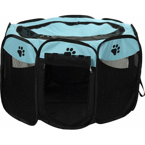Green Mobility-Portable Pliable Etanche Pet Parc En Plein Air Oxford Air Mesh Et Playpen Exercice Pen Tente Maison Aire De Jeux Pour Chiens Et Chats Petit, Bleu Ciel (1/4)
