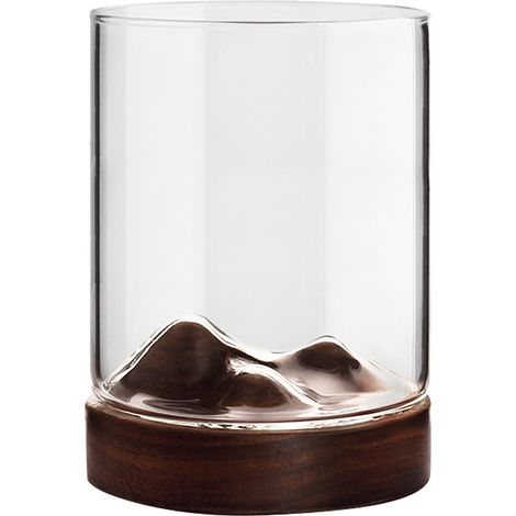 Verre À Whisky - Verre En Verre Trempé Avec Socle En Bois - Pour Whisky Thé Café Lait - Lot De 1 (1/5)
