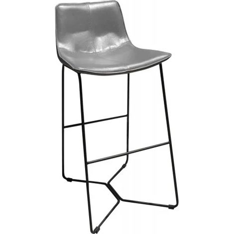 Tabouret de bar 77 cm en simili gris et pieds filaires métal - STEEVE (1/2)