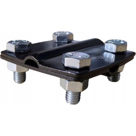 Conector en cruz de protección contra rayos para cinta y cable, 4 x M8, acero s-30, galvanizado negro. (1/5)
