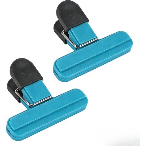Shine Home Lot de 2 grands pinces à frites, tailles assorties, scellants de sacs alimentaires, pinces de rangement pour collation et garde-manger pour la maison (bleu) bleu (1/4)