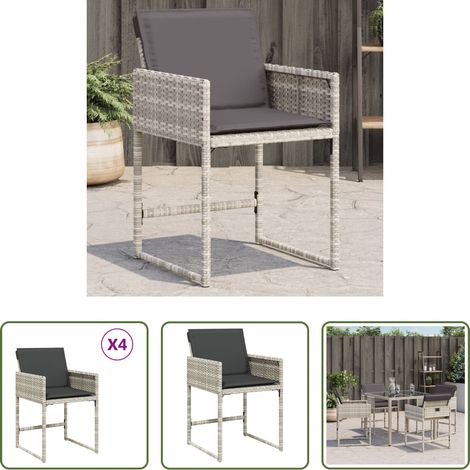 Gartensessel - Gartenstühle mit Kissen 4 Stk. Hellgrau Poly Rattan (1/5)
