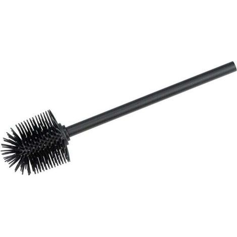 pair Brosse WC silicone noire de rechange, Brosse WC noire avec manche en Acier inoxydable - silicone, Ø 8x35 cm, Noir