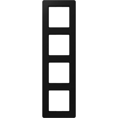 Jung Cadre quadruple, A FLOW, Thermoplastique laqué, noir graphite mat, montage vertical et horizontal AF 584 BF SWM (1/2)